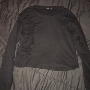 Distressed crop sweatshirt